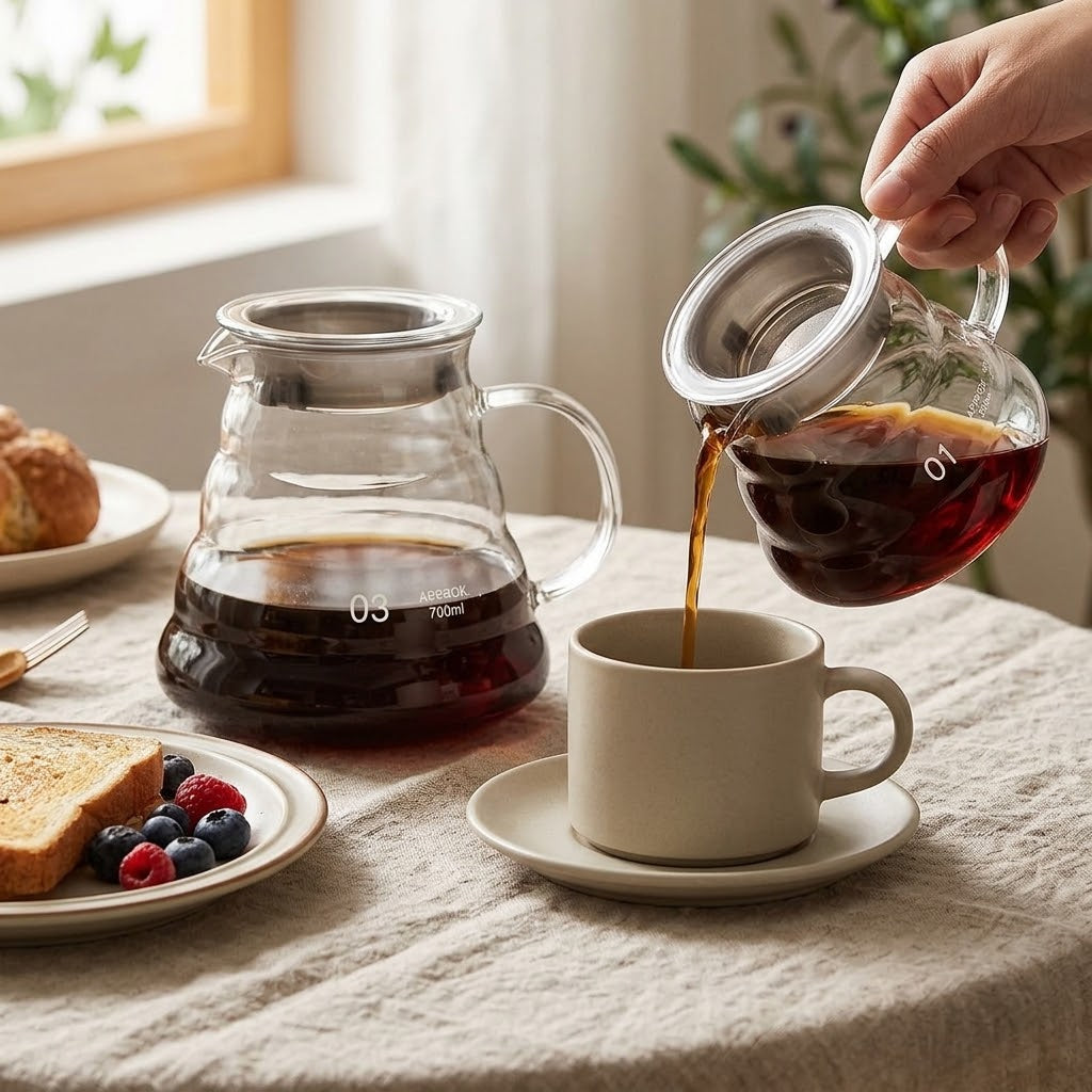 Heat Resistant Glass Coffee Server – Borosilicate Cloud Shape Pour Over Carafe